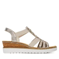 Sandały damskie - Sandały Rieker V3822-90 Srebrny - miniaturka - grafika 1
