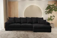 Narożniki - Sofa w kształcie L GABON narożnik funkcja spania tkanina Zoom czarny prawy - miniaturka - grafika 1