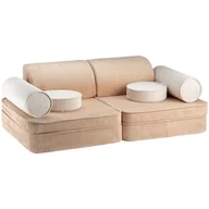 Fotele i pufy dla dzieci - Jasnobrązowa sztruksowa sofa dla dzieci 132 cm Settee – Wigiwama - miniaturka - grafika 1