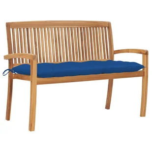 VidaXL Sztaplowana ławka ogrodowa z poduszką, 128,5 cm, drewno tekowe 3063304 VidaXL - Ławki ogrodowe - miniaturka - grafika 1