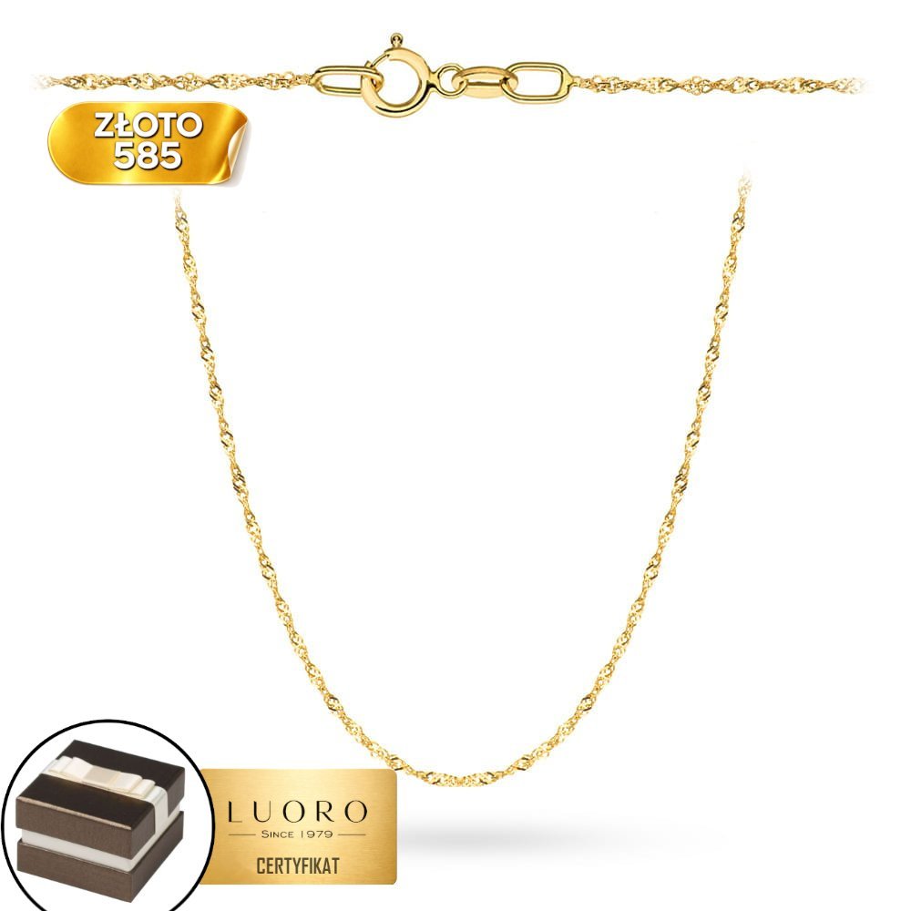 ŁAŃCUSZEK ZŁOTY 585 14K SPLOT SINGAPURE 50 CM ŻÓŁTE ZŁOTO ELEGANCKI