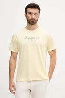 Koszulki męskie - Pepe Jeans t-shirt bawełniany męski kolor żółty z nadrukiem PM509979 - miniaturka - grafika 1