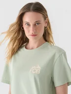 Koszulki sportowe damskie - Damski t-shirt z nadrukiem 4F 4FWAW24TTSHF1935 - zielony - miniaturka - grafika 1