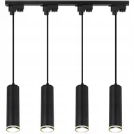 Lampy sufitowe - Oświetlenie szynowe 4x lampa GU10 listwa 1m Czarna wisząca Tuba Led Zestaw - miniaturka - grafika 1