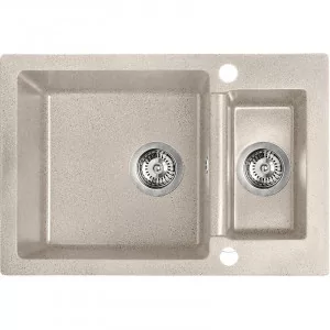 Laveo SBC 430T Zlewozmywak granitowy1,5 komoryWymiary 440x650x195 mm Wymiar szafki 700 mmWyko$605czenie be$606W zestawie z syfonem Space Saving i korkiem automatycznym - Zlewozmywaki - miniaturka - grafika 1