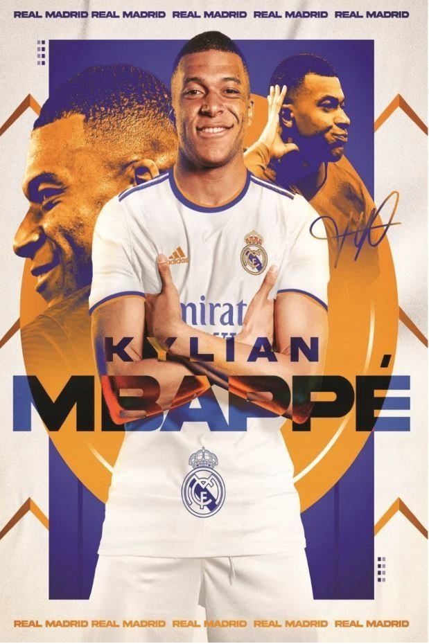 PODKŁADKA POD MYSZ Z Nadruk 22x18cm Real Madryt Kylian Mbappe Tekst Prezent