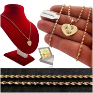 Biżuteria dla dzieci - ZŁOTY ŁAŃCUSZEK + MEDALIKA SZKAPLERZ 18K DLA DZIEWCZYNKI NA KOMUNIĘ CHRZEST - miniaturka - grafika 1