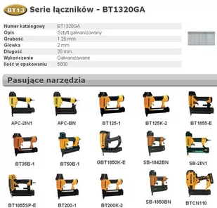 BOSTITCH BT1320GA SZTYFTY BT13 20 mm 5000 szt. - Akcesoria pneumatyczne - miniaturka - grafika 1