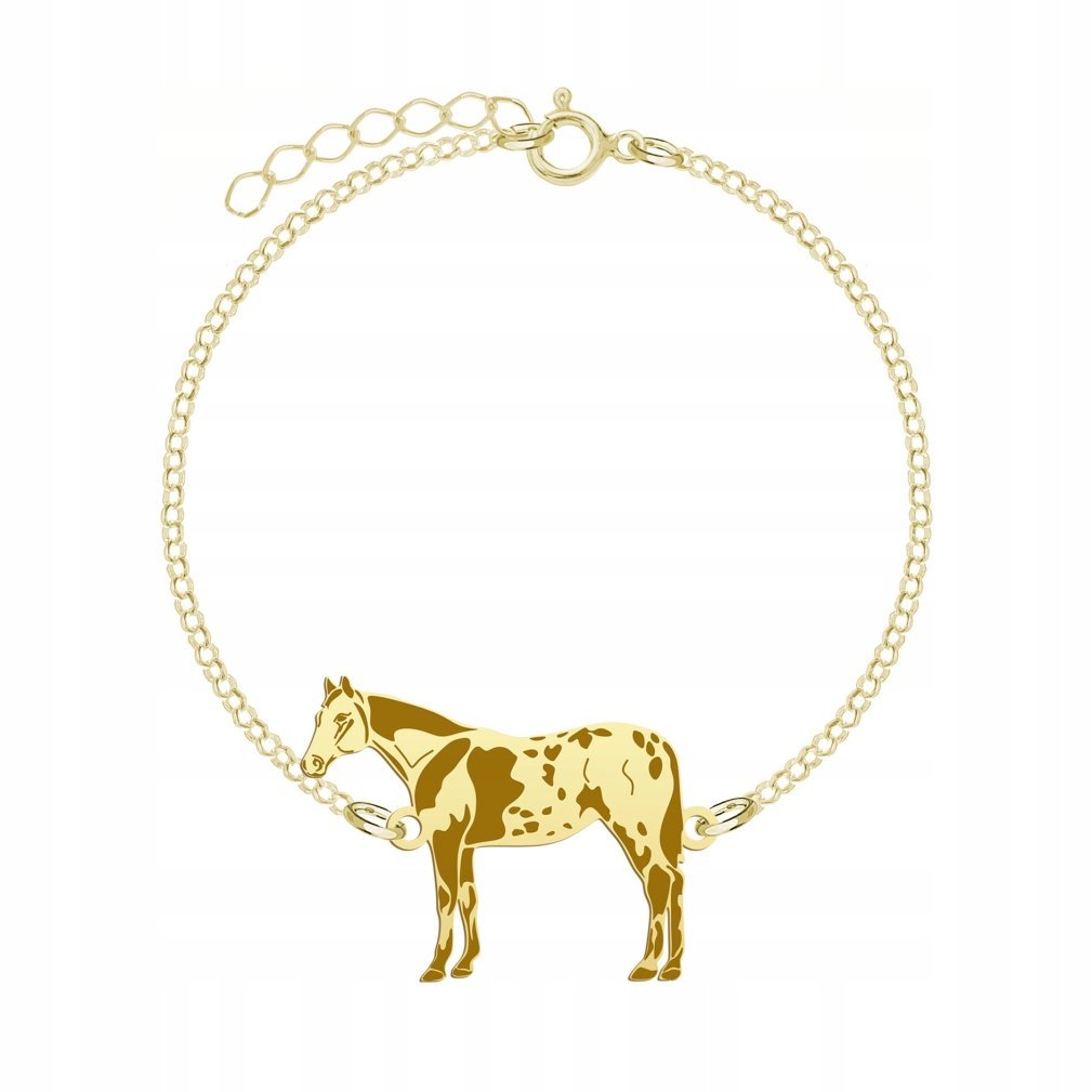 Bransoletka Złota Koń Appaloosa 925 Łańcuszek Prezent Biżuteria GRAWER