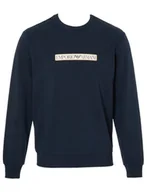 Bluzy męskie - Emporio Armani Męska bluza z kapturem Brushed Terry Crew Neck, morski, XL - miniaturka - grafika 1