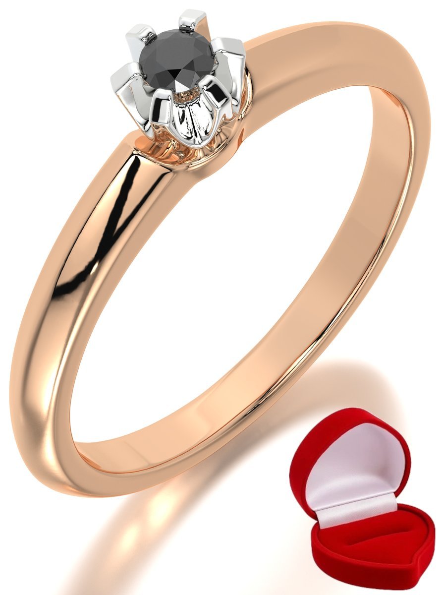 ZŁOTY PIERŚCIONEK ZARĘCZYNOWY 585 14k BRYLANT CZ. 0,06 ct RÓŻOWE ZŁOTO R11