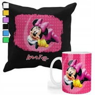Gadżety dla niej i dla niego - Zestaw Kubek + Poszewka Z Nadrukiem-Dla Fana Prezent Myszka Miki Minni+Imię - miniaturka - grafika 1