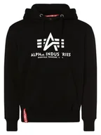 Bluzy męskie - Alpha Industries Męska bluza z kapturem Mężczyźni czarny nadruk, S - miniaturka - grafika 1