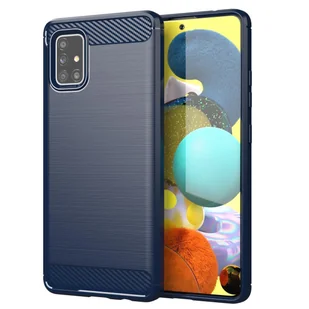 Cadorabo Etui do Samsung Galaxy A51 4G / M40s - Etui w kolorze Brushed BLUE - Etui na telefon wykonane z silikonu TPU o wyglądzie włókna węglowego ze stali nierdzewnej - Etui silikonowe Ultra Slim Soft Back Cover Case Bumper - Etui i futerały do telefonów - miniaturka - grafika 1