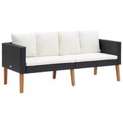 Sofy ogrodowe - vidaXL 2-osobowa sofa ogrodowa z poduszkami, rattan PE, czarny - miniaturka - grafika 1