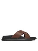 Klapki i japonki męskie - Tommy Hilfiger Klapki D Density Hilfiger Lth Cc Sand FM0FM05358 Brązowy - miniaturka - grafika 1