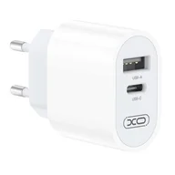 Ładowarki do telefonów - XO ładowarka sieciowa L97 1x USB 1x USB-C 2,4A biała - miniaturka - grafika 1