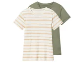Koszulki dla dziewczynek - lupilu® T-shirty dziecięce z lnem i wiskozą, 2 sztuki (110/116, Khaki/biały) - miniaturka - grafika 1