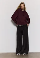 Bluzy damskie - Stradivarius Bluza z Kapturem i Haftem Wiśniowy XL - miniaturka - grafika 1