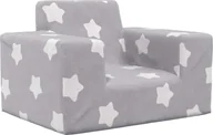 Zestawy mebli dla dzieci - vidaXL vidaXL Kanapa dla dziecka, jasnoszara w gwiazdki, miękki plusz - miniaturka - grafika 1