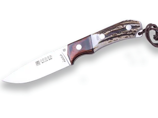 NÓŻ JOKER AGUILA OSTRZE 10,5cm, RĘKOJEŚĆ Z ROGU JELENIA, BOLSTER Z CZERWONEGO DREWNA - CC105 - Noże - miniaturka - grafika 1
