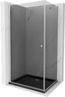 Kabiny prysznicowe - Mexen Pretoria kabina prysznicowa uchylna 100x90 cm, grafit, chrom + brodzik Flat, czarny - 852-100-090-01-40-4070 - miniaturka - grafika 1