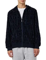 Bluzy męskie - Emporio Armani Męska bluza z zamkiem żakardowym Bold Logo Chenille, Marine Jacquard, M - miniaturka - grafika 1