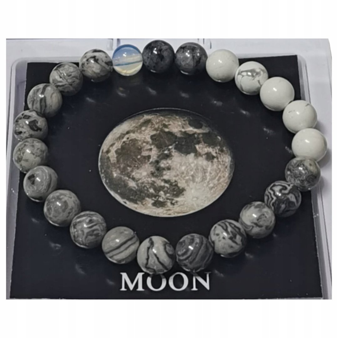 Planetarna Bransoletka Księżyc Z Kamieni Naturalnych Energia Kosmosu
