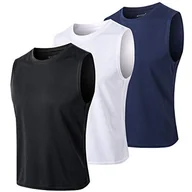 Koszulki sportowe męskie - MEETYOO Męska koszulka bez rękawów Quick Dry Tank Koszulka Kamizelka Top do biegania Siłownia Sport Fitness, Czarny + niebieski + biały, XL - miniaturka - grafika 1