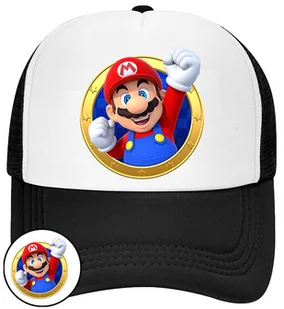 CZAPKA Z DASZKIEM SUPER MARIO BROS DLA DZIECI LATO CZARNA BEJSBOLÓWKA - Czapki i chusty sportowe męskie - miniaturka - grafika 1