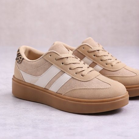 Beżowe sneakersy damskie na platformie 38