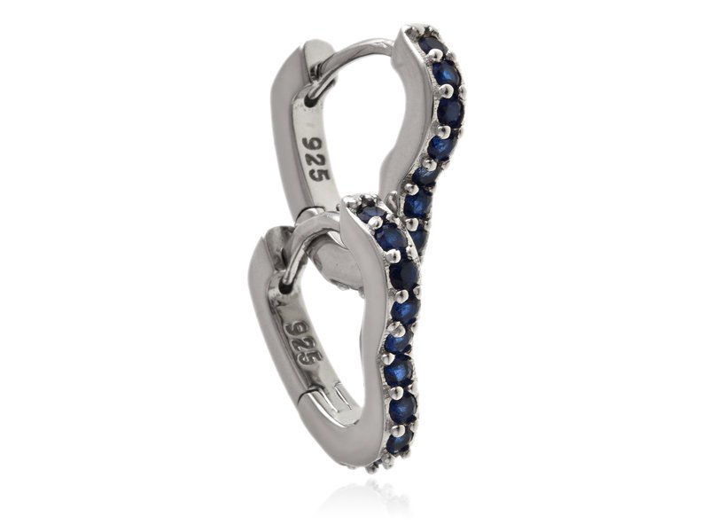 Kolczyki srebrne serca granatowe cyrkonie k3539 - 2,4g.