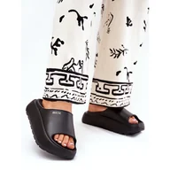 Klapki i japonki damskie - Piankowe Klapki Damskie Na Platformie Big Star RR274A567 Czarne - miniaturka - grafika 1