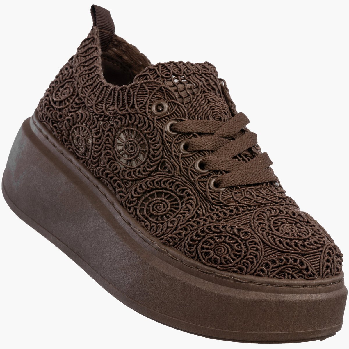 Sneakersy Damskie Na Platformie Buty Ażurowe Półbuty Brązowe Brązowy 38
