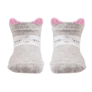Dziewczece stopki wzorowane z uszkami 3D szare Be Snazzy r.18/20 - Skarpetki damskie - miniaturka - grafika 1