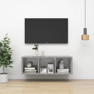 vidaXL Wisząca szafka pod TV szarość betonu 37x37x107 cm płyta 805484 - Szafki RTV - miniaturka - grafika 1