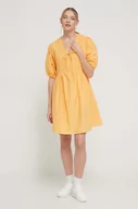 Sukienki - Desigual sukienka bawełniana kolor pomarańczowy mini rozkloszowana - miniaturka - grafika 1