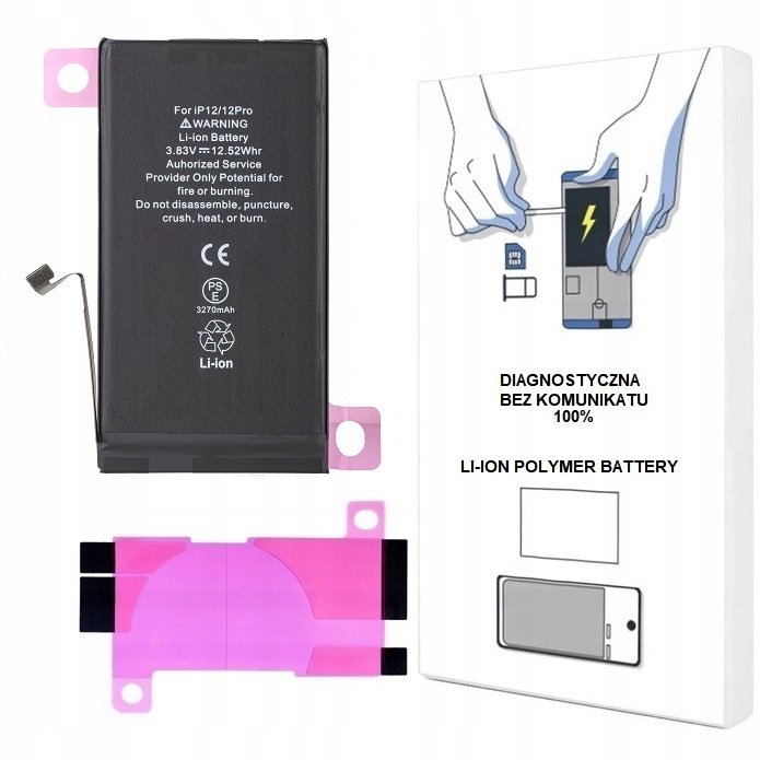 BATERIA DO iPHONE 12 / 12 PRO 3300 mAh BEZ KOMUNIKATU WIĘKSZA POJEMNOŚĆ