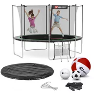 Trampoliny - Hop-Sport Trampolina 12ft (366cm) czarno-zielona z siatką wewnętrzną 49002 - miniaturka - grafika 1