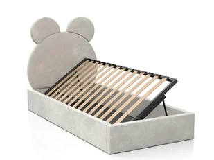 Łóżko dziecięce tapicerowane z pojemnikiem 90x200 ze stelażem szary Velvet Kids Line 1 Miś - Łóżka dla dzieci i młodzieży - miniaturka - grafika 1