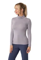 Bluzki damskie - Bluzka damska z golfem i dlugim rękawem BEVERLY srebrna L - miniaturka - grafika 1