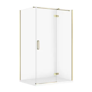 Kabina prysznicowa Cersanit Jota 120x90x195 prostokątna złoty transparentne z brodzikiem tako slim 4cm biały S601-406 - Kabiny prysznicowe - miniaturka - grafika 1
