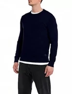 Swetry męskie - Replay Sweter męski, 487 Royal Blue, XXL - miniaturka - grafika 1