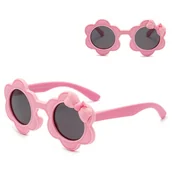 Okulary przeciwsłoneczne - Dziecięce 2-4 lata gumowe okulary przeciwsłoneczne polaryzacyjne POL-JR-55E róż - miniaturka - grafika 1