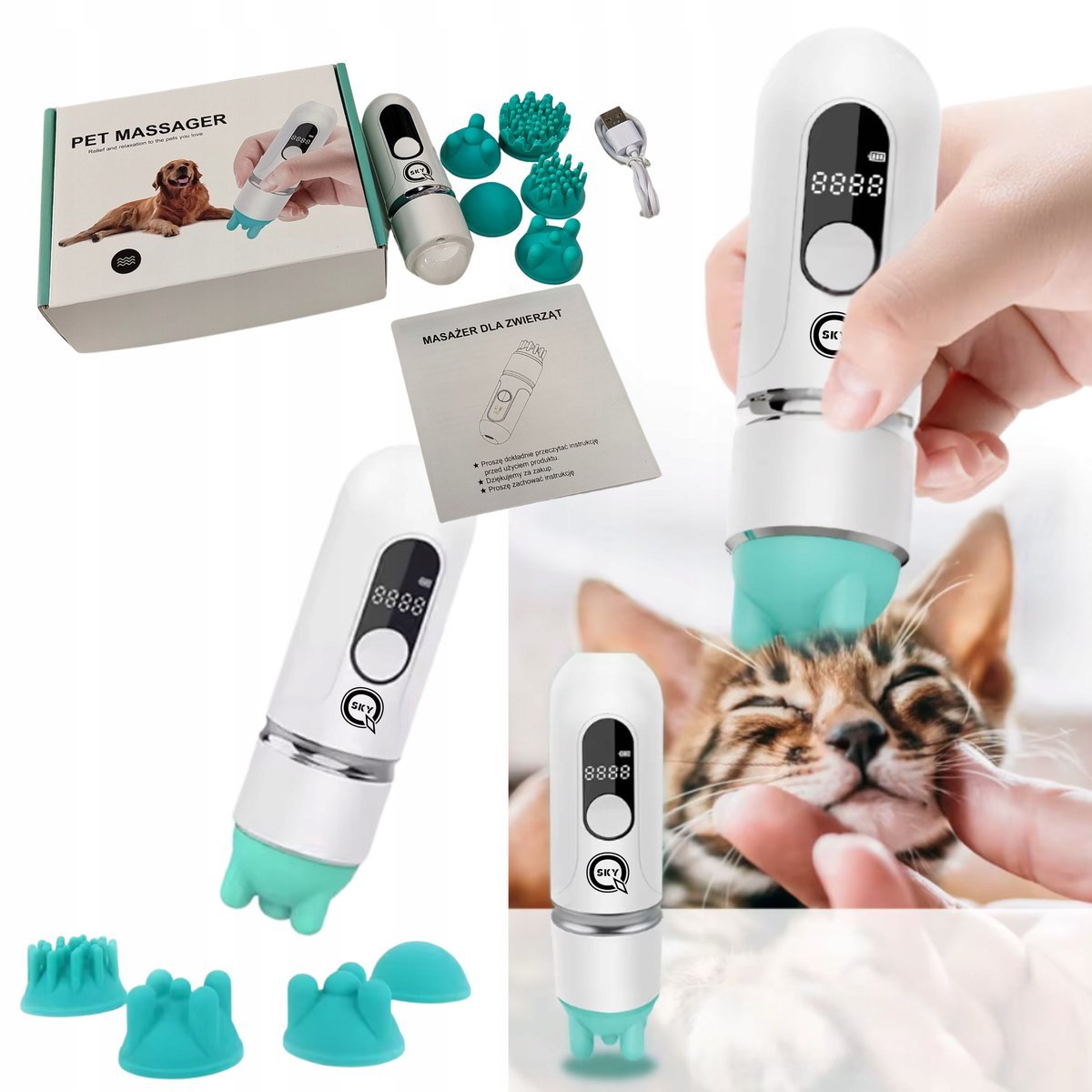 ELEKTRYCZNY MASAŻER GŁOWY DLA ZWIERZĄT KOTA PSA PUPILA ZABAWKA ELEKTRYCZNA