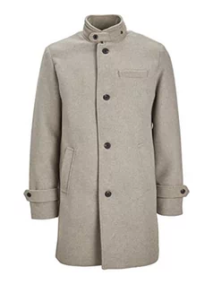 Płaszcze męskie - JACK & JONES Jprblamelton Wool Coat Sn krótki płaszcz męski, Brown Rice, XL - grafika 1