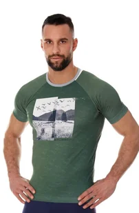 Koszulka męska Brubeck City Air SS13240A zielony - Koszulki sportowe męskie - miniaturka - grafika 1