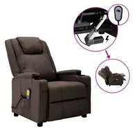 Fotele - vidaXL Lumarko Elektryczny fotel masujący, rozkładany, brązowy, ekoskóra 3073797 - miniaturka - grafika 1