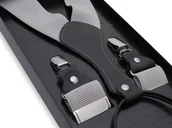 Dodatki do ubrań - Jasnoszare karbowane szelki do spodni SZ14 - miniaturka - grafika 1