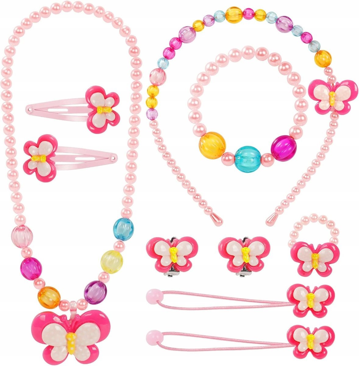 BIŻUTERIA ZESTAW PODARUNKOWY DLA DZIEWCZYNEK WZÓR MOTYLKA 10 SZTUK PIĘKNE